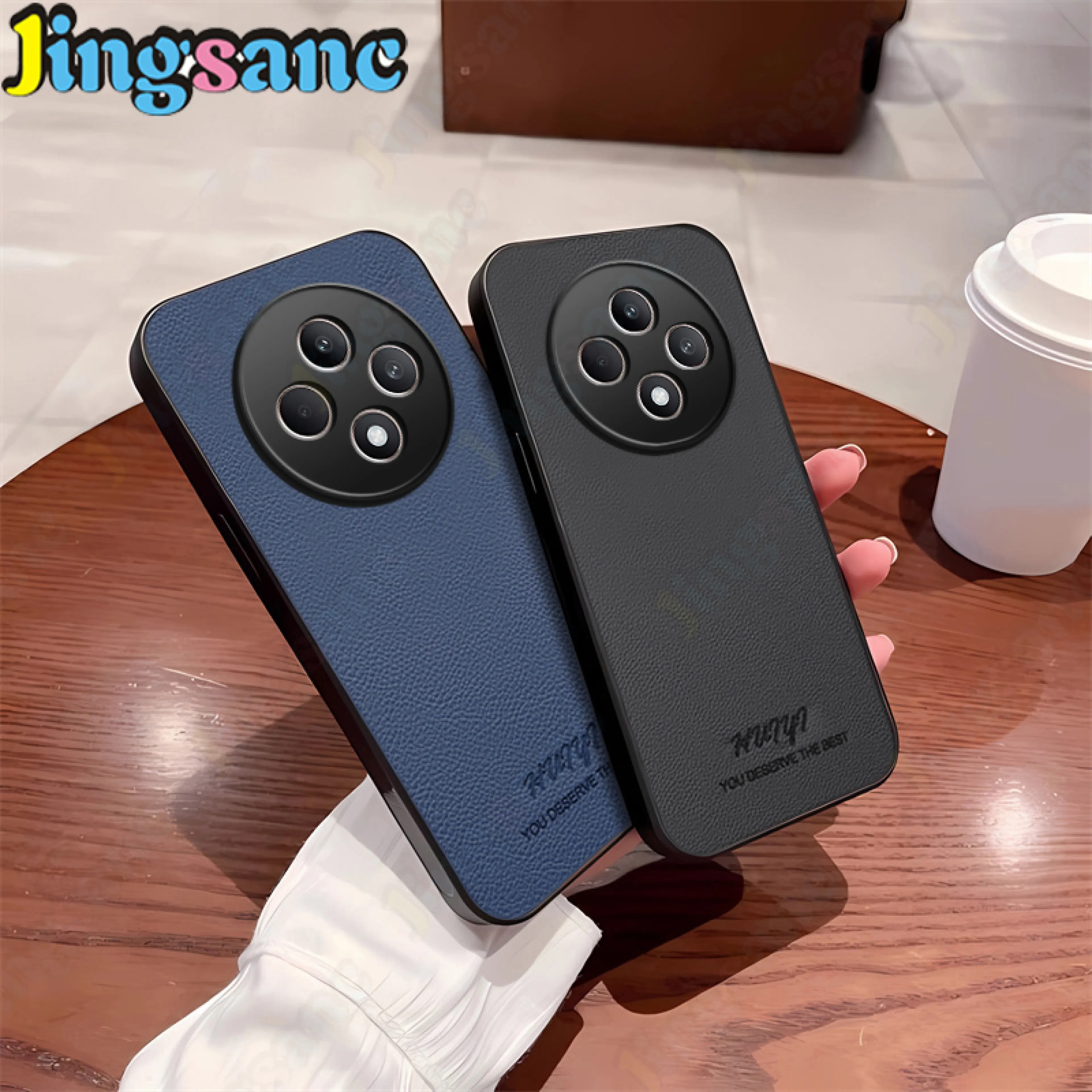 Jingsanc For OPPO Reno 12F 5G/Reno 12F 4G Phone Case Retro Leather Skin Casing Camera Protection Business Soft Edge Shockproof Back Cover A56-1