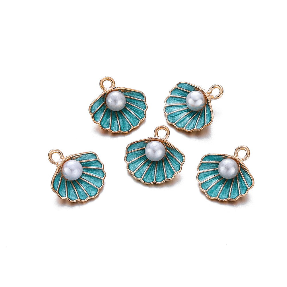 St.kunkka 10 chiếc/Túi Mặt dây chuyền vỏ vỏ ngọc trai mặt dây chuyền hợp kim sơn mài cho trang sức làm Vòng Cổ Vòng tay tự làm