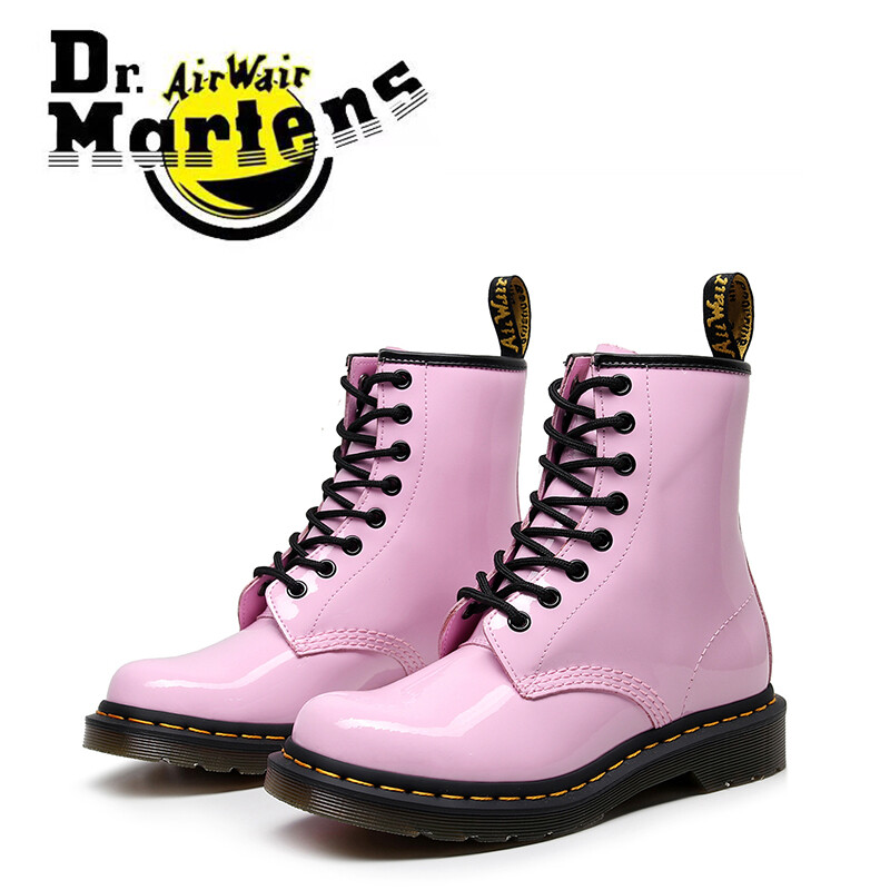Dr. Martens Pink 1460 Martins Boots Women Boots Mirror Lace-Up Women Shoes Big Size EU35-45