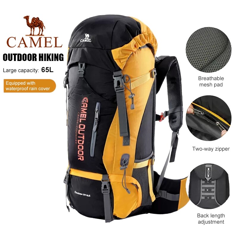 Camel outdoor 65L Large-Capacity Hiking Backpack Unisex Breathable Camping Bag ราคา 2,045 บาท*ส่งฟรี
