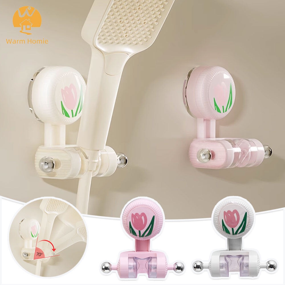 Vòi hoa sen giá đỡ điện thoại hút chân không đáng yêu hình dạng hoa tulip núm hút cao su đầu vòi sen chủ punch-miễn phí phòng tắm Bracket có thể điều chỉnh đế cố định