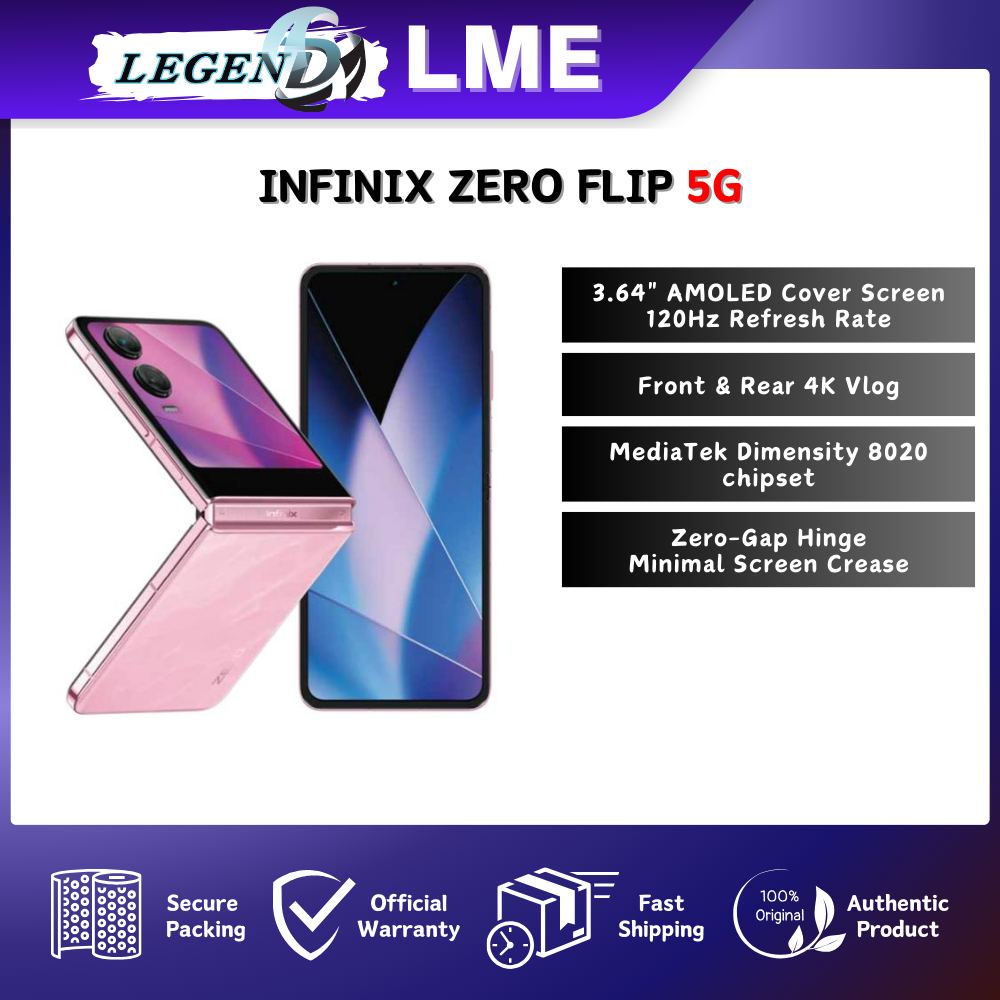 Infinix Zero Flip 5G (8GB RAM+512GB ROM) Original Smartphone 120Hz 6.7" Foldable AMOLED Display | Front &amp; Rear 4K Vlog