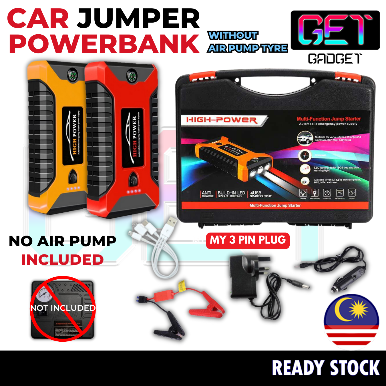 Get Gadget⚙ 99800mAh 12V Car Jumper Car Powerbank Car Tyre Air