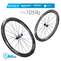 RYET 1050g Ultralight Full Carbon Road Wheelset Aero Disc Brake Carbon Spokes 36T Ceramic Ratchet Hub Tubeless Clincher