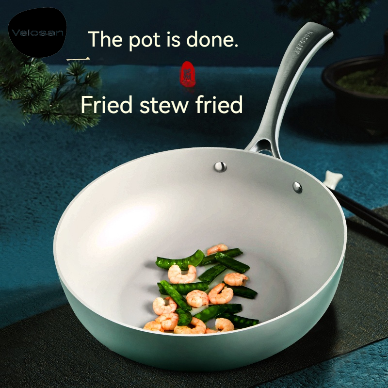 Velosan®Chảo rán phủ 26cm/32cm, chảo rán không dính 26cm/32CM, chảo rán đá lúa mì 26cm/32cm, chảo rán hình hoa sen đẹp cao, thích hợp cho Bếp cảm ứng gia đình và bếp ga [thương hiệu Đức]