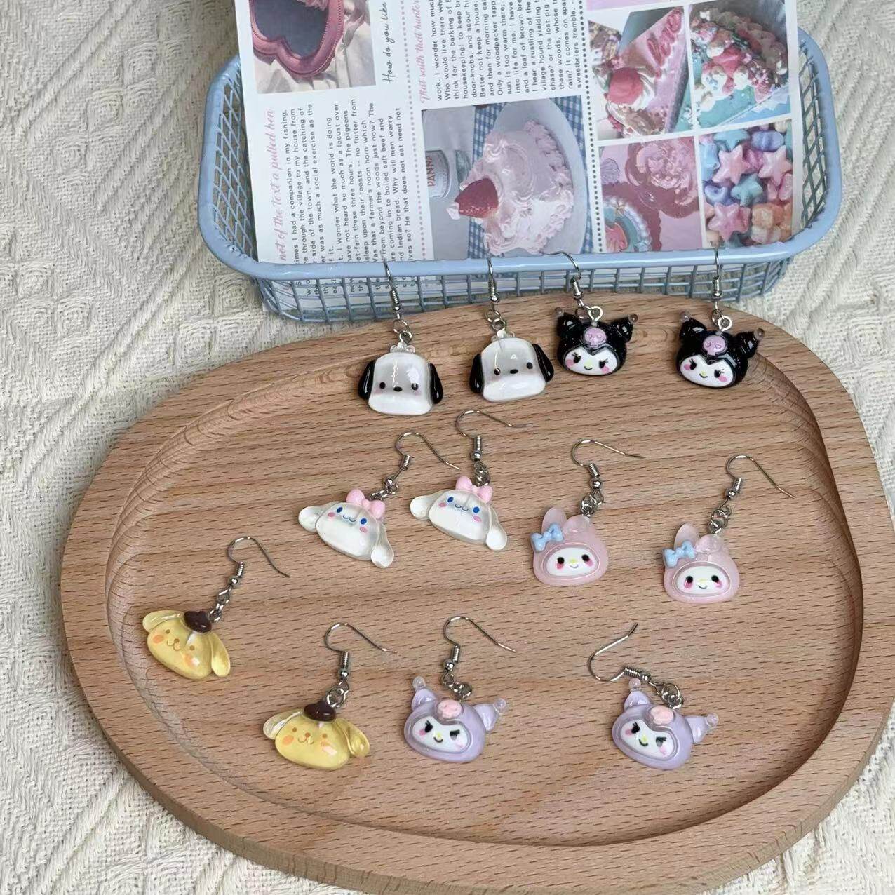 Thời trang Hàn Quốc phim hoạt hình Bông tai Sanrio 2023 ngọt ngào dễ thương phim hoạt hình Sanrio kuromi giai điệu cinnamoroll Bông tai thả tiệc sinh nhật Quà Tặng đồ trang sức