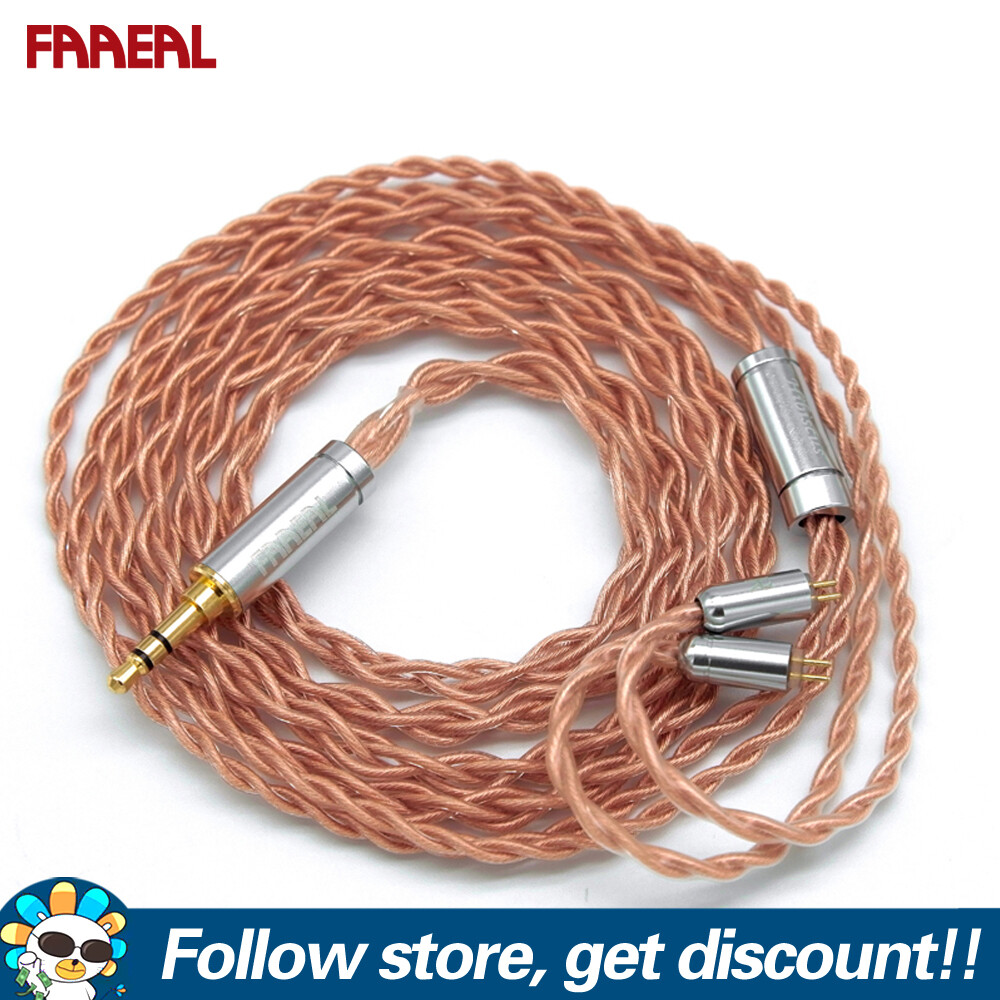 FAAEAL Cáp Tai Nghe Dây Tai Nghe Thay Thế Bằng Đồng Độ Tinh Khiết Cao Cáp Tai Nghe Nâng Cấp Mạ Vàng 3.5Mm Cáp Nâng Cấp Bện 2 Chấu 0.78Mm Cho Hibiscus BLON BL03 Moondrop Aria KATO KZ ZS10ZST ED16 CCA C04 C10 C16 TRN V90 TFZ tai Nghe AUGLAMOUR BQEYZ
