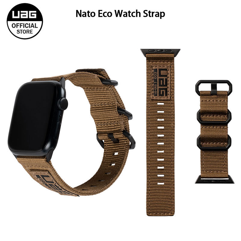 Original UAG Nato Eco Strap for Apple Watch Band 49/45/44/42mm for iWatch Series Ultra 2/9/Ultra/SE 2/8/1-7/SE Nato Eco Dark Earth (New Edition) Nylon Sport Adjustable Replacement Strap ราคา 448 บาท*ส่งฟรี