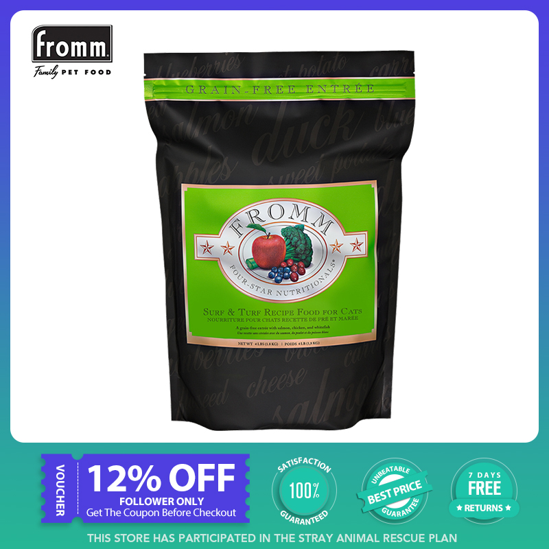 อาหารแมว อาหารเม็ดบำรุงขนและผิวหนัง Orijen Fromm 10 ปอนด์/4.54 กก GrainFree ปลาแซลมอน ไก่ เป็ด และผัก รสผสม ขนมอุจจาระนุ่มและดูแลระบบทางเดินอาหาร