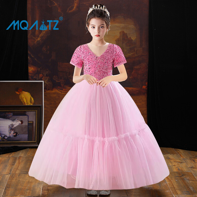 MQATZ Girls Princess Dresses Sequin Kids Birthday Party Tutu Gowns Flower Wedding Evening Formal Children's Clothes LP-392 ราคา 707 บาท*ส่งฟรี