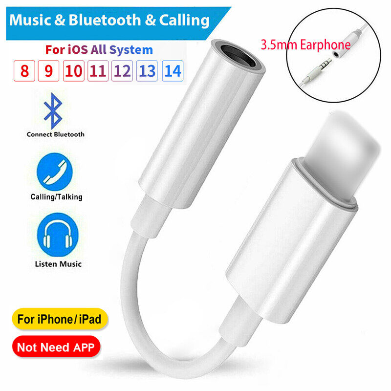 Dây Cáp Chuyển Đổi Tai Nghe Lightning Sang 3.5Mm AUX, Đầu Nối Bộ Chuyển Đổi Tai Nghe IOS 11 12 13 14 Cho iPhone 7 6 8 Plus 11X12, AUX Adaptador Cho iPad Lightning Sang 3.5Mm