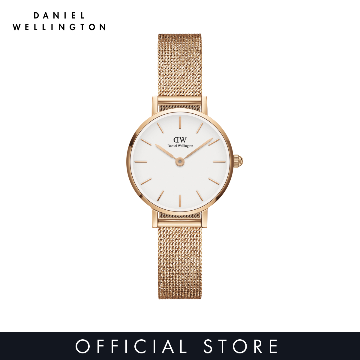 Daniel Wellington Petite Pressed Melrose 24mm Rose gold with White dial - Watch for women - Women's watch - Fashion watch - DW Official - Authentic- jam tangan perempuan