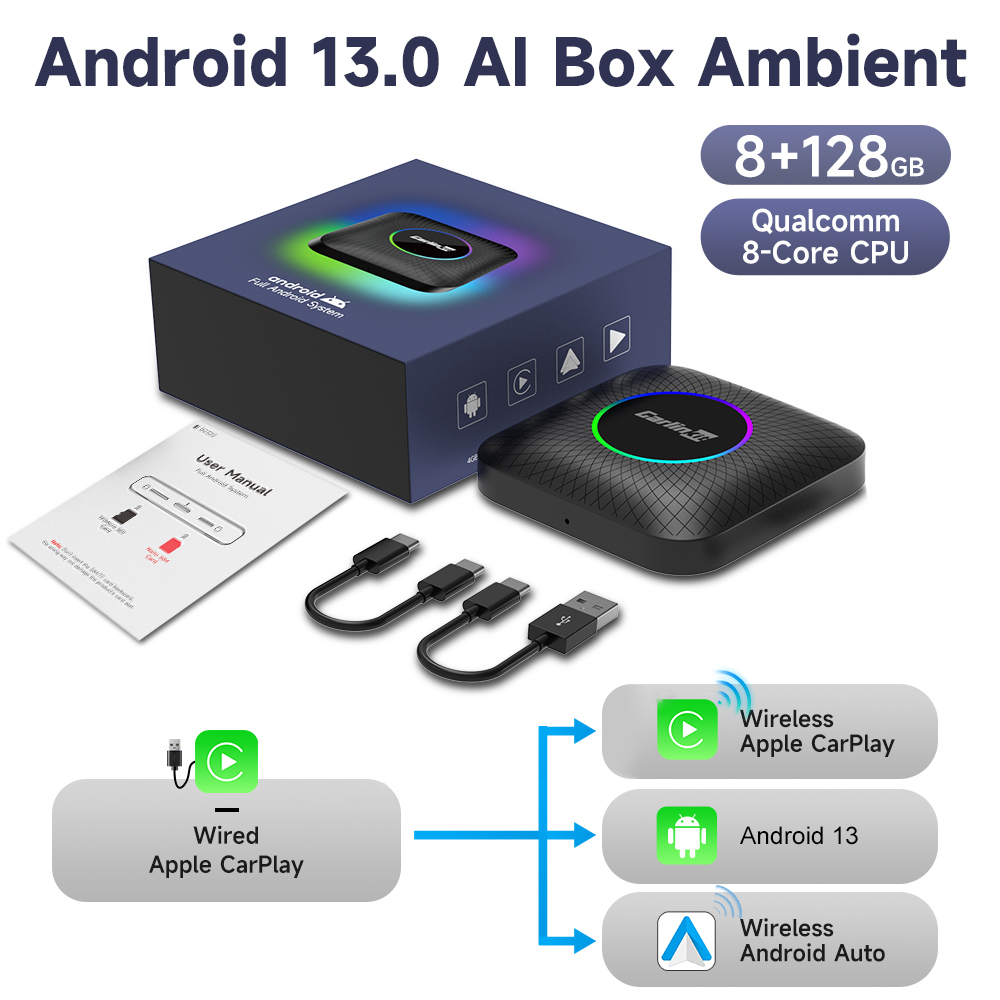 CPC200-TBOX LED | CarPlay AI Box Android 13 4+64GB Con 4G E GPS Per Auto - 2