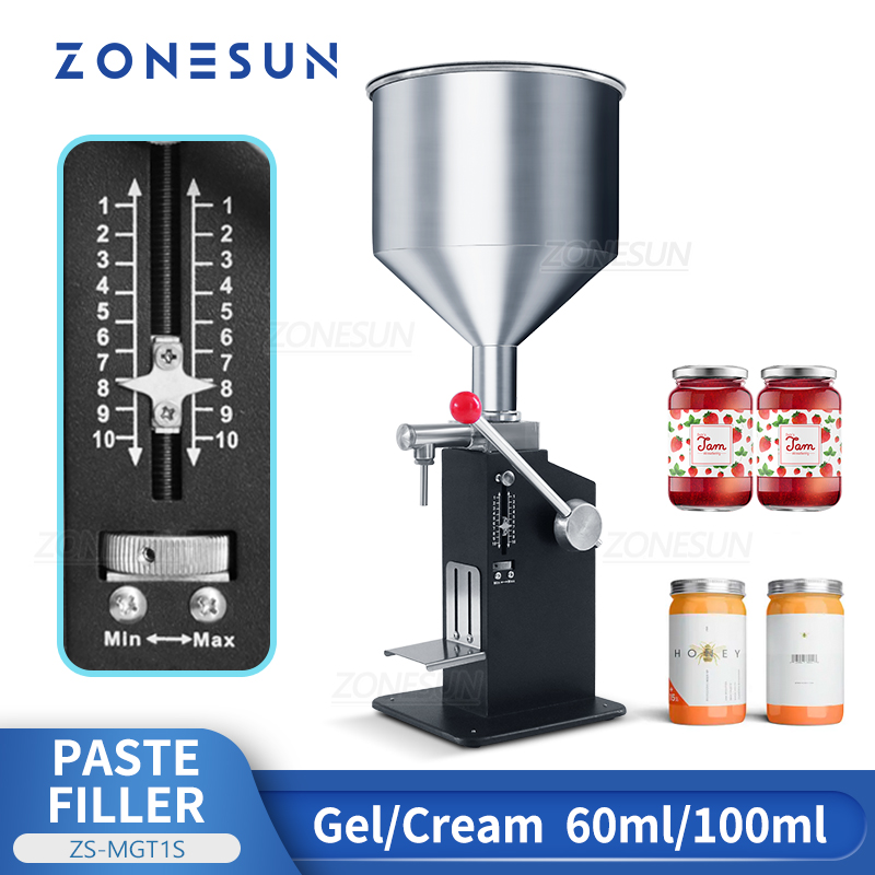 ZONESUN ZS-MGT1S Liquid Paste Filling Machine Manual Bottle Filler Cosmetic Cream Honey Pasta Sauce Peanut Butter Food Packaging ราคา 10,188 บาท*ส่งฟรี