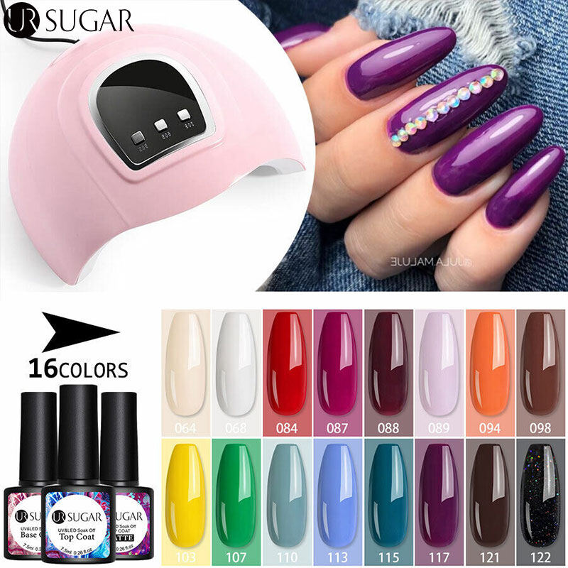 Ur sugar bộ sản phẩm gel uv cho móng tay 20 cái/bộ bộ sơn gel nhiều màu với đèn led 54w bộ hoàn chỉnh sơn uv phủ bóng móng