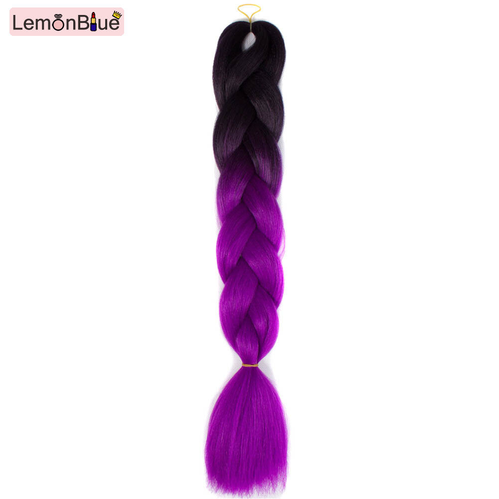 Gambar LemonBlue Fashion Women Wigs Sexy 60cm Long Braided Braid Ombre Color Cosplay Hair Wig For Ladies Girl Gifts 21