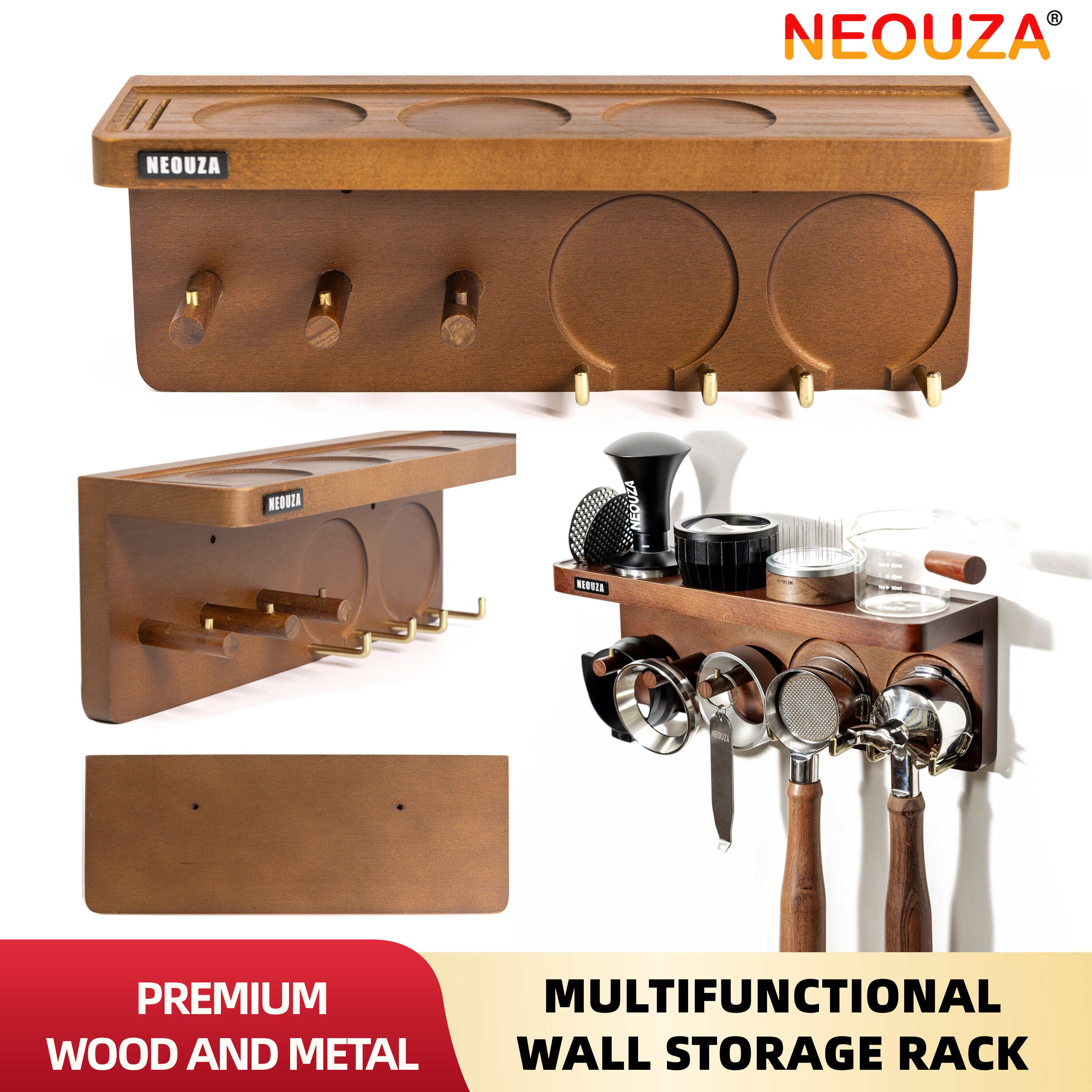 NEOUZA Espresso Accessories Holder Station Wall Mounted Organizer for 51/53/58mm Coffee Tamper Distributor Portafilter Storage Shelf for Bar Home Office ราคา 678 บาท*ส่งฟรี