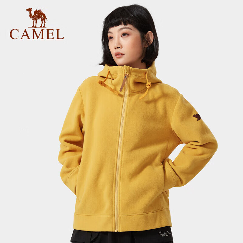 Cameljeans áo khoác lông cừu cho nữ áo cardigan dài tay có mũ mùa thu đông áo len ấm áp áo khoác dày lông cừu hai lớp
