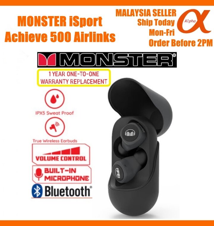 monster isport achieve 500 airlinks wireless earbuds