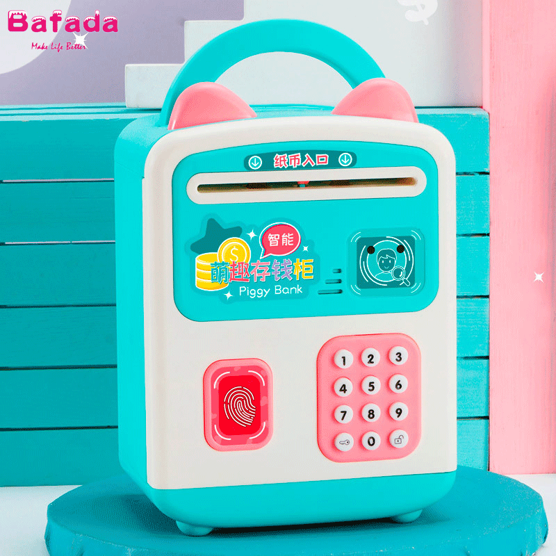 Bafada Box Electronic Piggy Bank ATM Mini Password Money Safety Chewing Cash Coins Saving Box Automatic Deposit Banknote Kids Gift ราคา 433 บาท*ส่งฟรี
