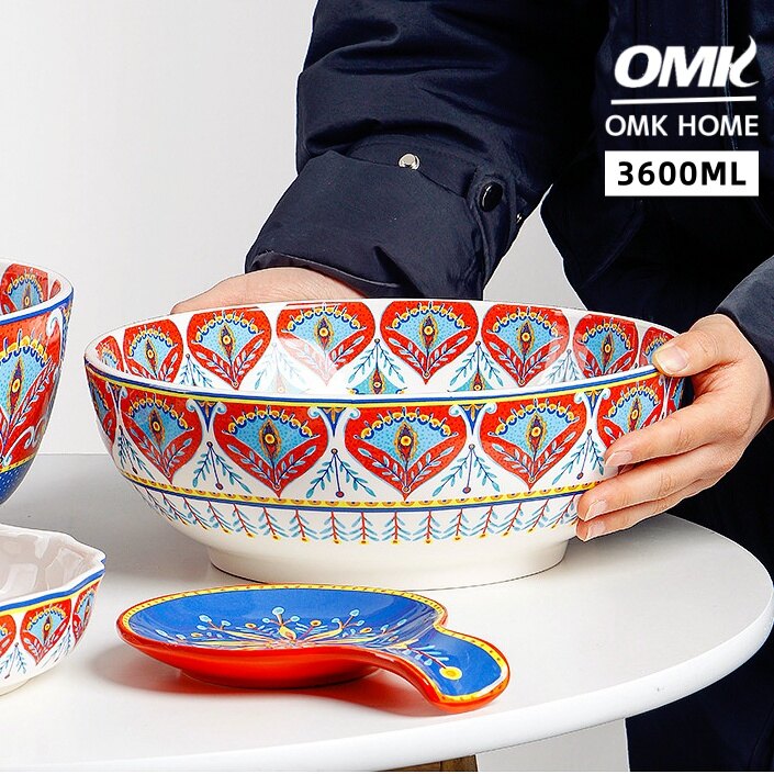 Omk Đỏ Thổ Nhĩ Kỳ loạt gốm 3600ml tô phục vụ bát đựng salad hoa quả