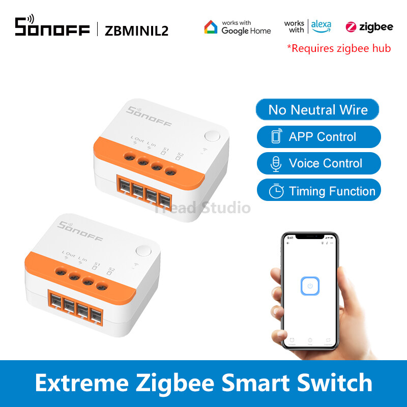 ITEAD SONOFF ZBMINIL2 2PCS Zigbee สมาร์ทสวิทช์ไม่มี Neutral Wire APP ควบคุมมินิโมดูลสมาร์ทภายนอกสวิทช์ควบคุม, ต้องใช้ Zigbee Hub ราคา 640 บาท*ส่งฟรี