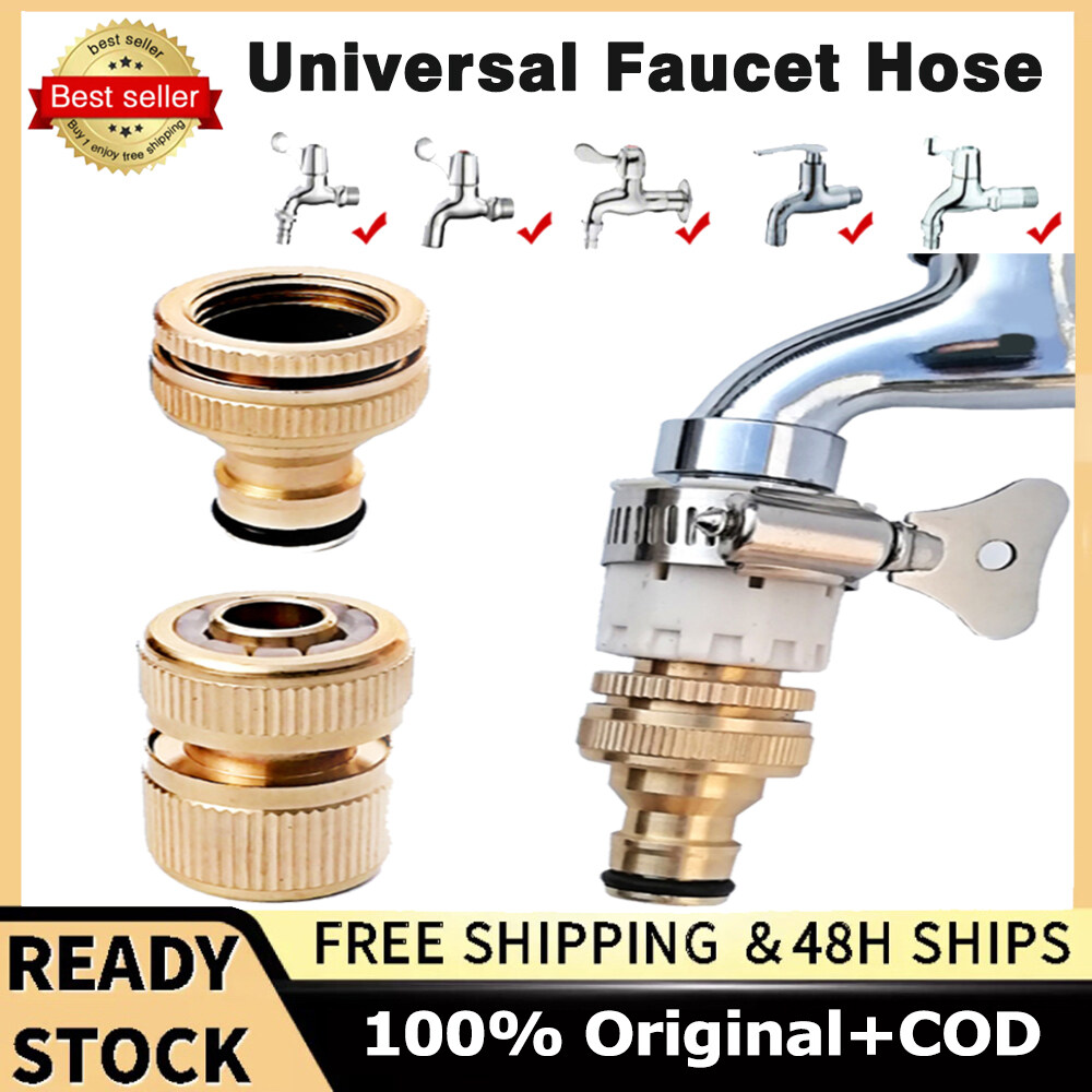 Brass Hose Tap Connector,1/2 Inch And 3/4 Inch 2in1 Outdoor Female