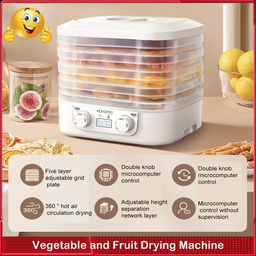 Máy trái cây sấy khô 5 lớp Máy sấy thực phẩm trái cây tự động gia dụng thịt thú cưng rau và thực phẩm máy sấy không khí nhỏ