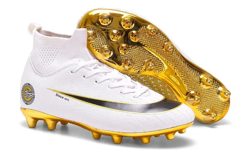 soccer cleats with gold bottoms