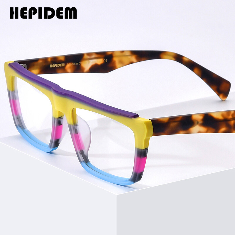 HEPIDEM Matte Acetate Optical Glasses Frame Men 2023 New Retro Square