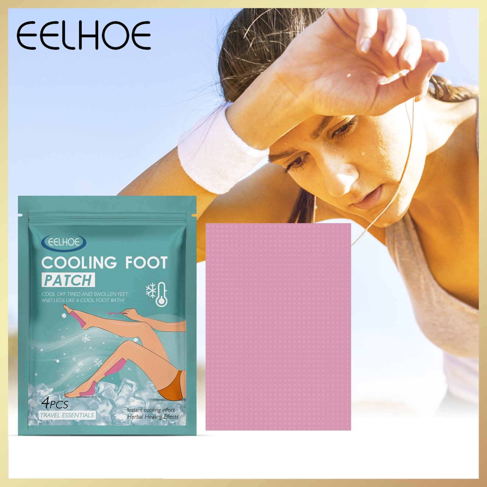 Eelhoe Cooling Patch Refreshing Fever Discomfort Pain Relief Body Heat Dissipation Cooling Foot Patch Summer Foot Cooling Patch Stay Awake and Relieve Fatigue Foot Care Harga 14 Ringgit*Penghantaran Percuma