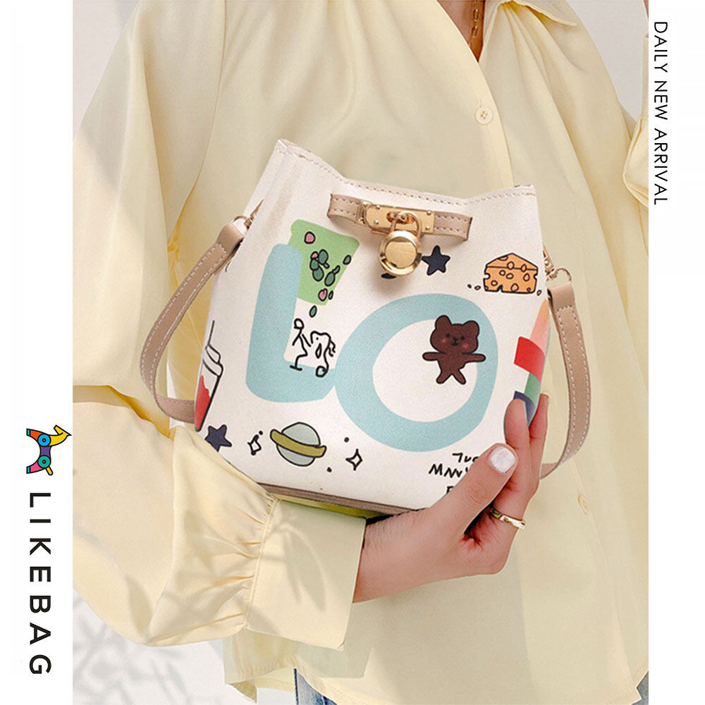LIKEBAG Hoạt Hình Dễ Thương Đeo Chéo Cho Nữ Túi Túi Đeo Vai Bằng Da