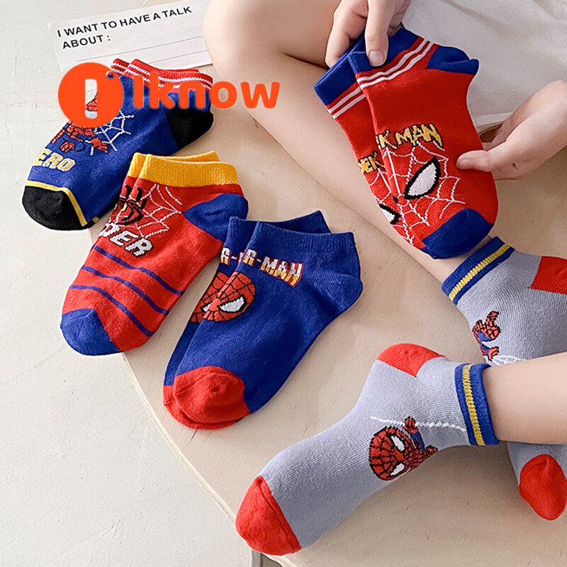 I know 5 đôi tất hoạt hình cho bé trai nhân vật marvel, người nhện, người sắt