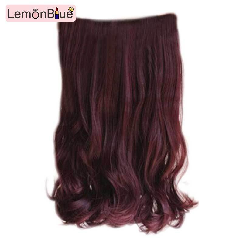 Gambar LemonBlue 5 Clips In 60cm Women Ladies Long Curly Wavy On Hair Extensions Full Head Top Wine Red