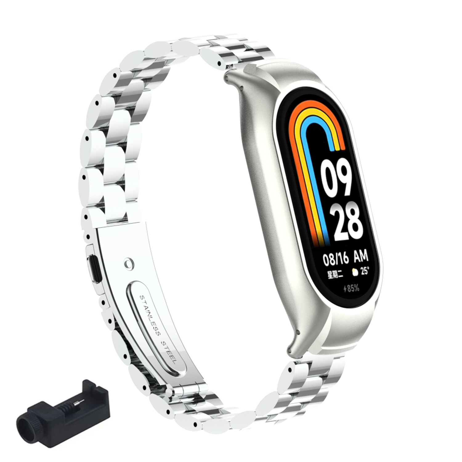 Dây đeo kim loại cho Xiaomi Mi Band 8 kim loại dây đeo bằng thép không gỉ vỏ kim loại cho mi band 8 