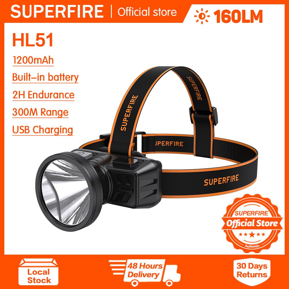 Superfire hl51 LED 4 chế độ đèn pha không thấm nước siêu sáng hl52 đèn làm việc tốt nhất cho cắm trại Đèn pha sạc bằng USB câu cá