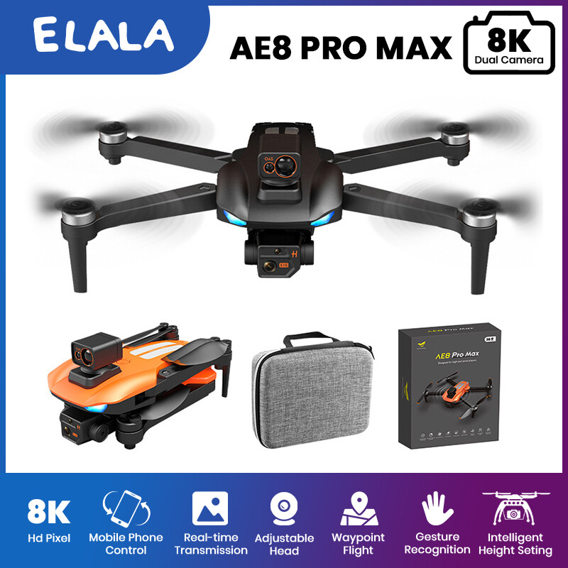 [ELALA] AE8 Pro Max Obstacle Avoidance Plane GPS Positioning Brushless Motor Helicopter 8K HD Aerial Photography RC Airplane Toy ราคา 4,428 บาท*ส่งฟรี