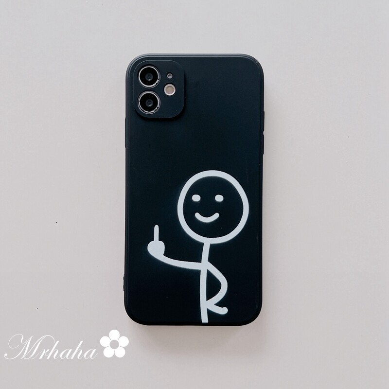 Mrhaha Cạnh Thẳng Ốp Lưng Nhựa TPU Dành Cho iPhone 14 13 12 11 Pro Max X Xs Max Xr 8 7 6 6S Plus SE 2020 Thời Trang Đơn Giản Hoạt Hình Cặp Đôi Thú Vị Người Mai Mối Màu Đen Và Trắng Vỏ Điện Thoại Vỏ Lưng Bảo Vệ Hàng Sẵn Có