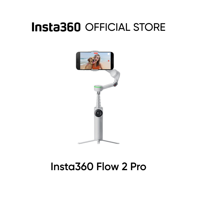 Insta360 Flow 2 Pro - Foldable AI Phone Gimbal, Track in 200+ Apps With Apple DockKit, Multi-Person Tracking, 360o Pan Tracking, Built-In Tripod/Selfie Stick, iPhone/Android Portable Stabilizer