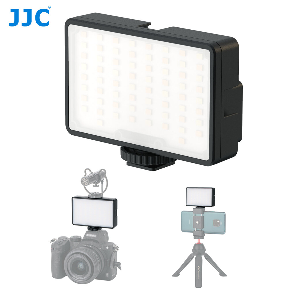 Đèn video JJC LED để phát trực tiếp và quay vlog Đèn chụp ảnh mini cầm tay Trên máy ảnh hoặc điện thoại thông minh ánh sáng lấp đầy có thể điều chỉnh nhiệt độ màu 66 Đèn LED sáng có thể điều chỉnh độ sáng