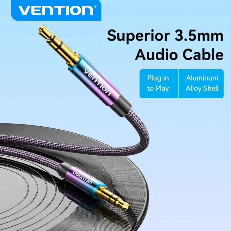 Vention 3.5MM Car AUX Audio Cable Male to male Aluminum alloy Cotton mesh