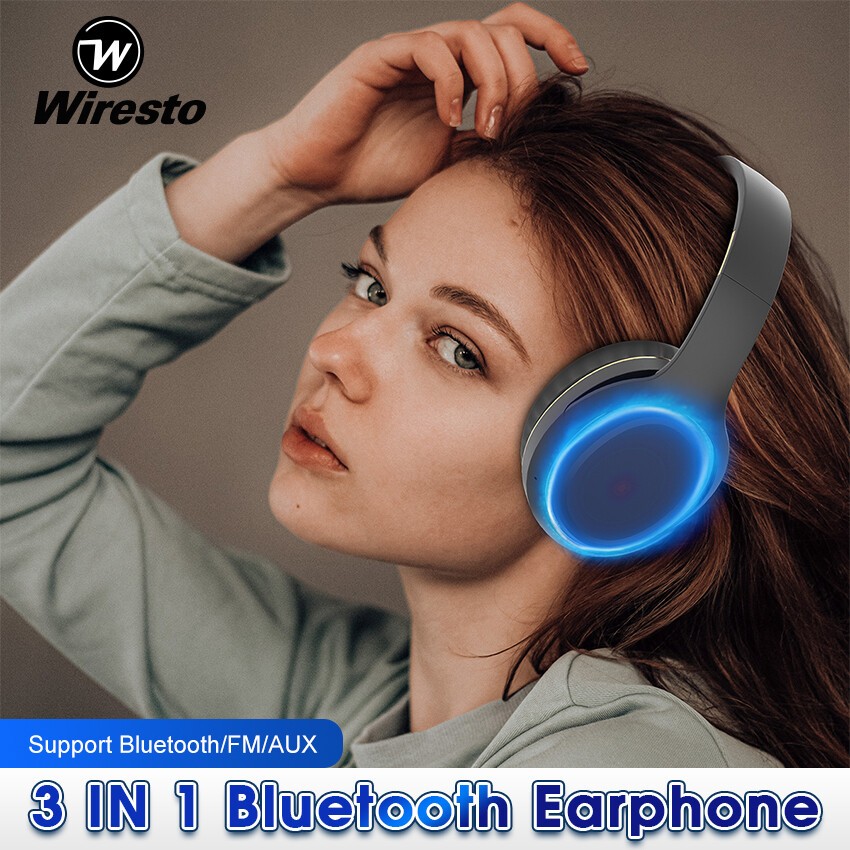 Wiresto H6 Bluetooth Headphone Headwear Wireless Bluetooth Headset Folding Headphone Intelligent Atmosphere Light Stereo Bluetooth Headphones HiFi Stereo Sound Gaming Telescopic Bluetooth Headset  ราคา 432 บาท*ส่งฟรี