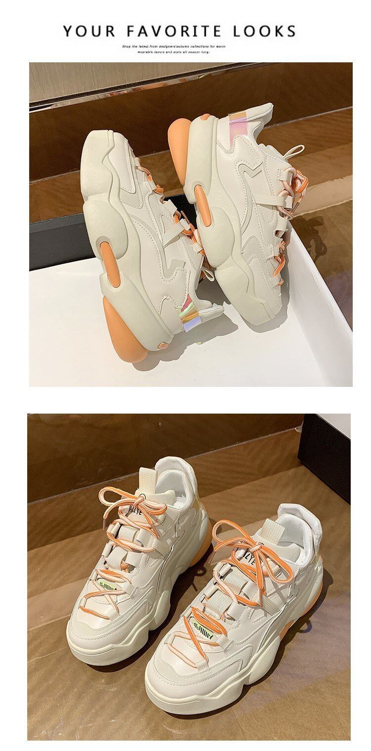 Giày Nữ Thời Trang Hàn Quốc Giày Da PU Đế Dày Nâng Cao Chống Thấm Nước Giày Thể Thao Ngoài Trời