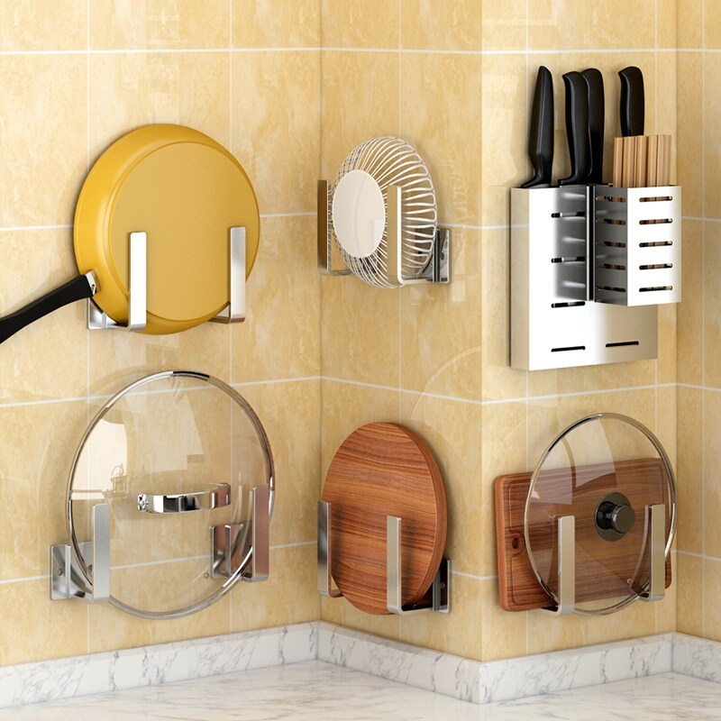 Gambar 304 stainless steel kitchen shelf chopping block board wall case tool post free punching pot receive frame on the wall