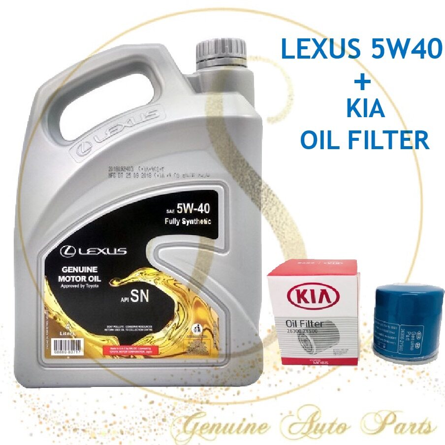 Original New Lexus 5W40 4L API-SN Fully Synthetic Engine Oil FREE KIA Hyundai Oil Filter 26300-2Y500