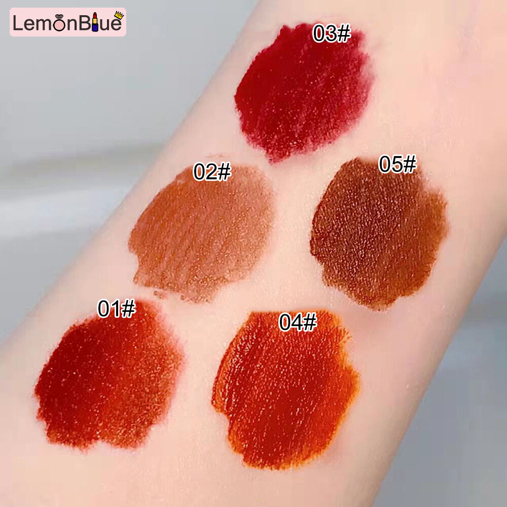 Gambar LemonBlue 5Pcs Velvet Lip Glaze Lip Gloss Liquid Lip Stick for Student Girls Women Longlasting Waterproof Matte Lip Makeup Girls Gift Portable Lipstick Set