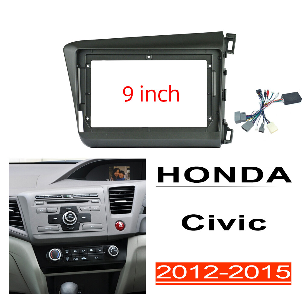Honxun car stereo panel dash board fit for HONDA Civic 2012-2015 9 inch head unit cover bracket Multimedia player fascia radio frame ราคา 223 บาท*ส่งฟรี