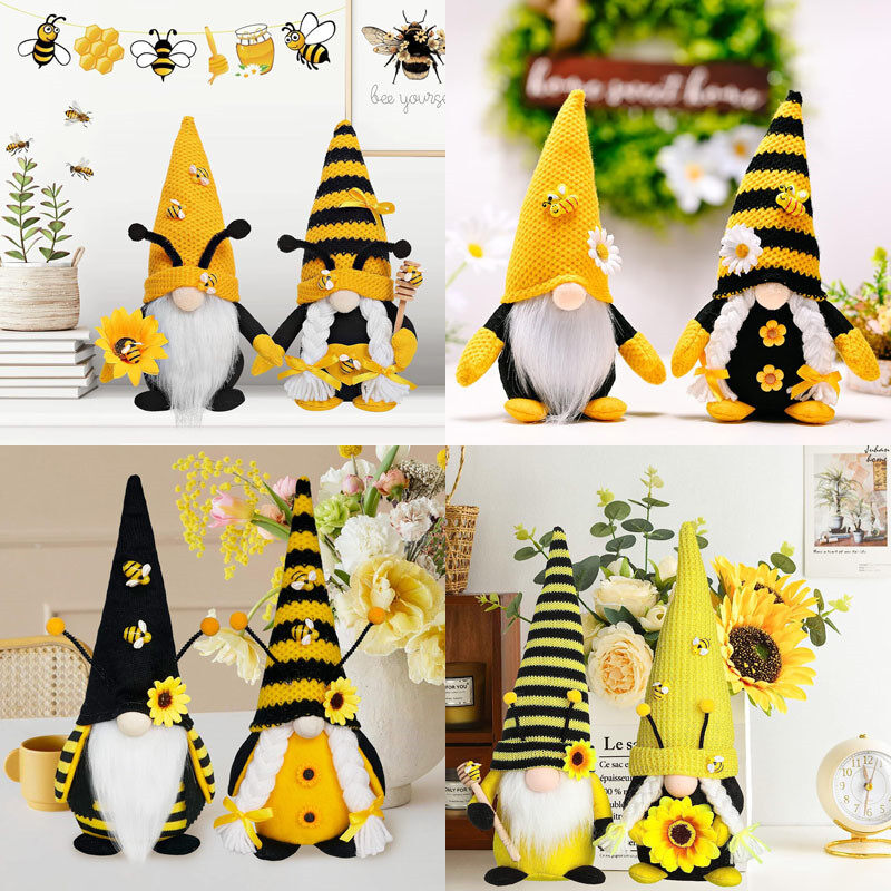 Bumble Bee Gnome sang trọng Mr và Mrs Ong Mật Mùa Xuân gnomes Thụy Điển lùn figurine bảng Kệ tầng khay trang trí