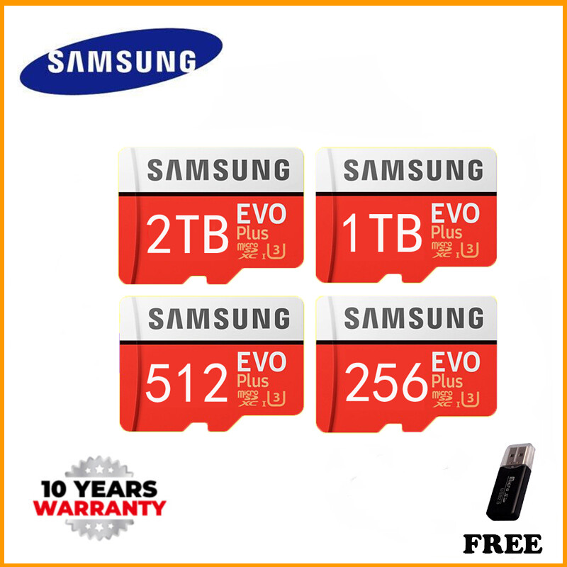 【Readystock】 FREE COD Sansung 1TB 1024GB Kartu Micro SD Kartu Memori EVO Plus 128GB 256GB 512GB 2000GB Class10 Kartu TF C10 SDHC / SDXC UHS-1 Sdcard Carte sd tarjeta Harga  22 Ringgit*Penghantaran Percuma