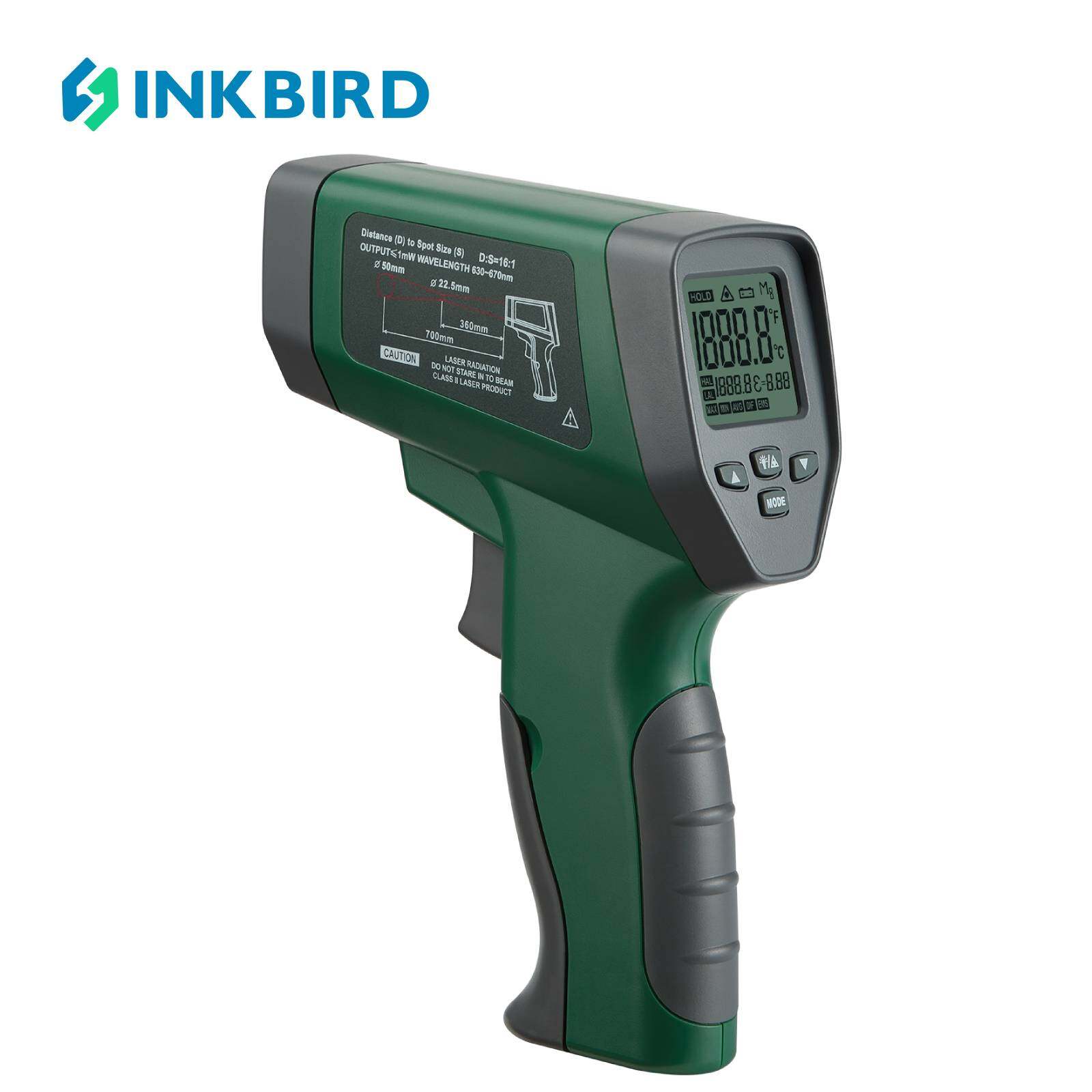 INKBIRD INK-IFT03 Dual Infrared Thermo-meter 16:1 D:S Rate Laser Grip Adjustable Emissivity Non-Contact Temperature Detector with Alarm ราคา 878 บาท*ส่งฟรี
